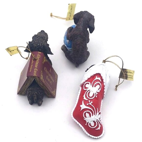 Danbury Mint Delightful Dachshunds Christmas Ornaments Set of 3 Original Box - Picture 3 of 12